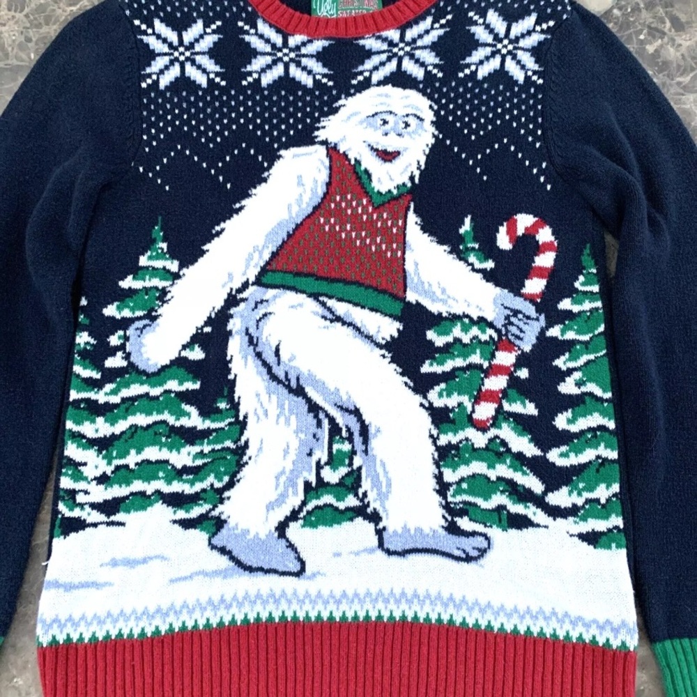 Ugly Christmas Sweater Abominable Snowman Yeti Unisex Small Winter Party Fall - Picture 7 of 11